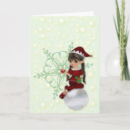Tarjeta Festiva Elf Navidades en blanco