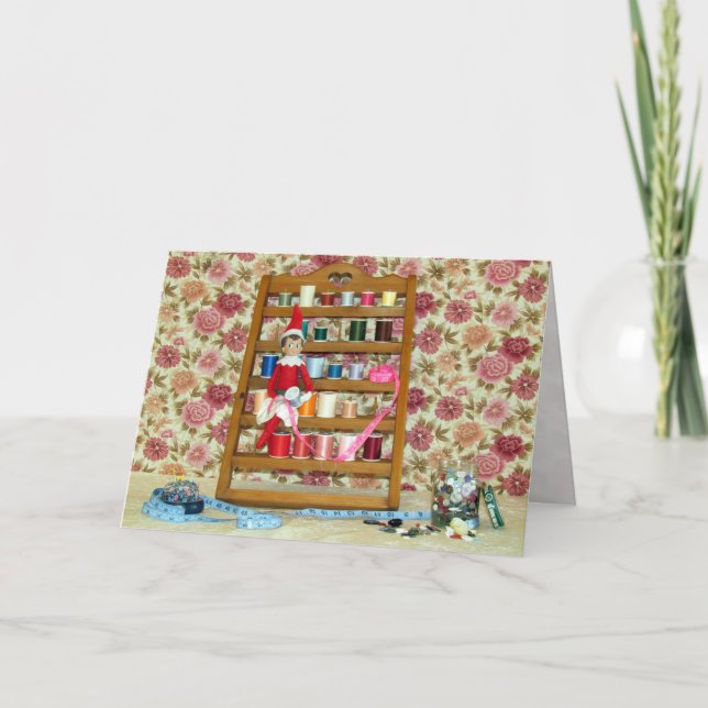 Tarjeta Festiva Elf - Sew Sew Good (Anverso)