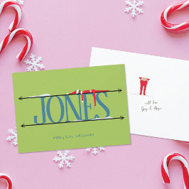 Tarjeta Festiva Elf Shenanigans Nombra a Rótulo Navidades Verde az