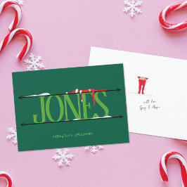 Tarjeta Festiva Elf Shenanigans Nombra Rótulo Hunter Navidades ver