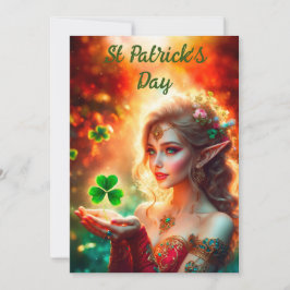 Tarjeta Festiva Elfa elegante día de San Patricio floral sunshine