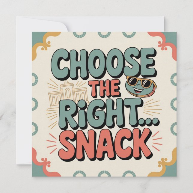 Tarjeta Festiva Elige el Snack Correcto (Anverso)