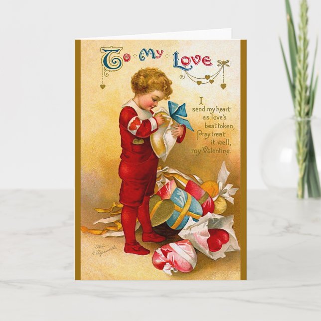 Tarjeta Festiva Ellen H. Clapsaddle: Le envío mi corazón (Anverso)
