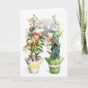 Tarjeta Festiva Ellen H. Clapsaddle: Niños de la Flor de Pascua