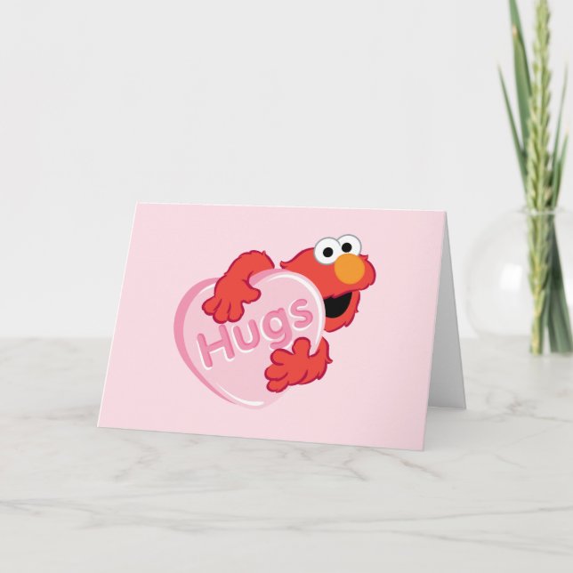 Tarjeta Festiva Elmo "Abraza" Valentine Heart Candy (Anverso)