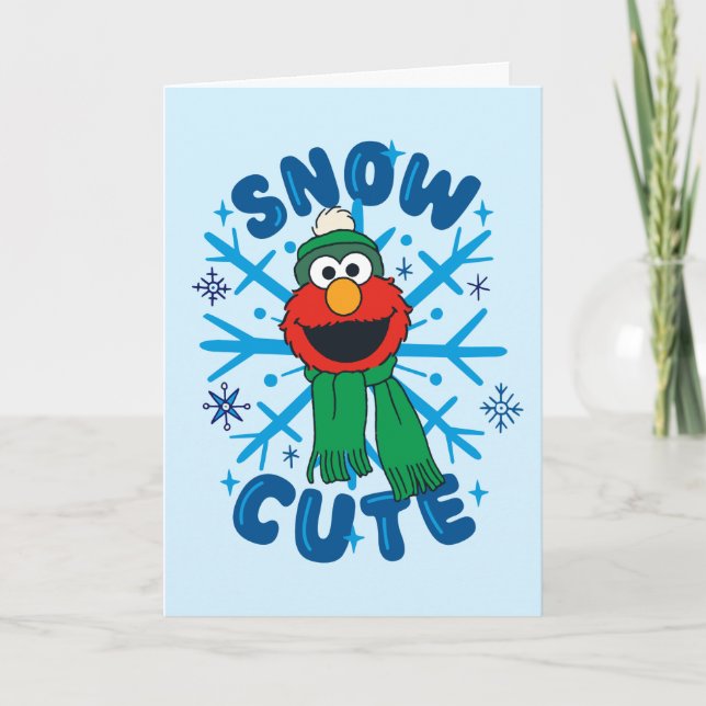 Tarjeta Festiva Elmo Snow Cute (Anverso)