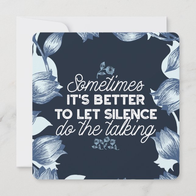 Tarjeta Festiva Elocuente cita de silencio para el arte de la deco (Anverso)