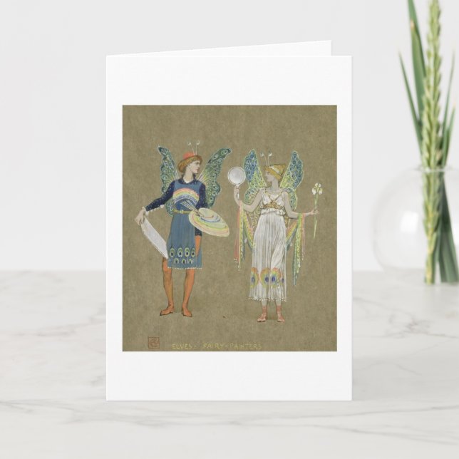 Tarjeta Festiva Elves and Fairy Painters, from 'The Snowman' 1899 (Anverso)