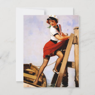 Tarjeta Festiva Elvgren Saltando Del Barco