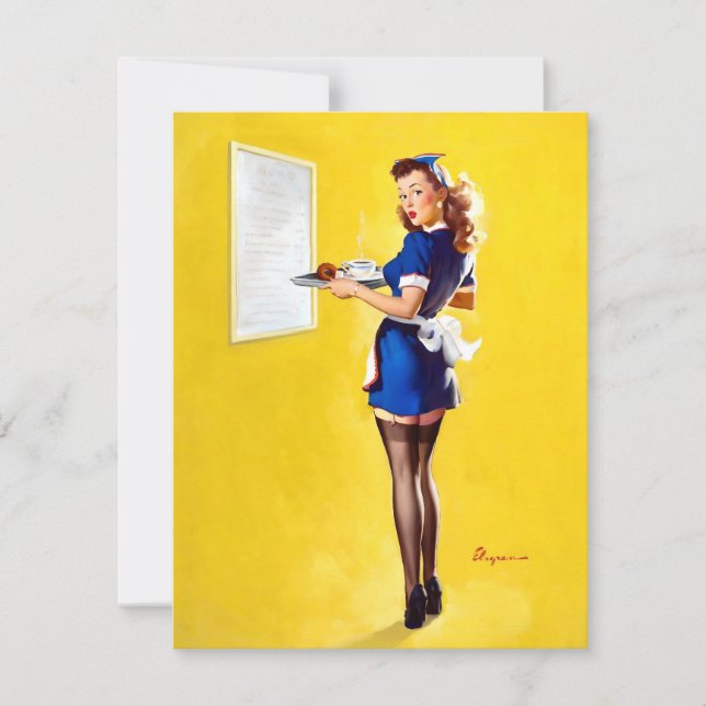 Tarjeta Festiva Elvgren Waitress (Anverso)
