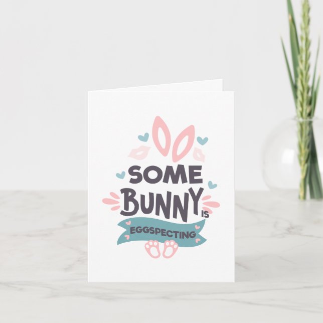 Tarjeta Festiva Embarazo De Pascua Algunos Conejos Están Buscando (Anverso)