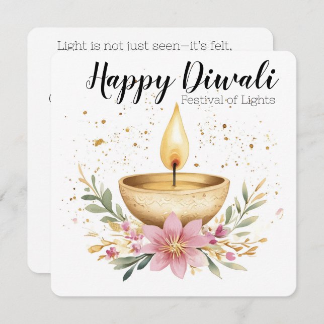 Tarjeta Festiva Ember en Bloom, Diwali (Anverso / Reverso)