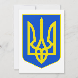Tarjeta Festiva Emblema de Estado de Ucrania Tridente Dorado Arte