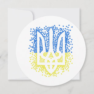 Tarjeta Festiva Emblema ucraniano trident tryzub esparce corazones