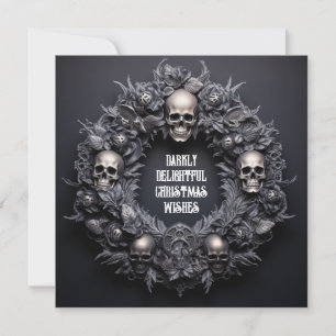Tarjeta Festiva Emblemático Aro de Cráneo Gótico con Deseos de Nav