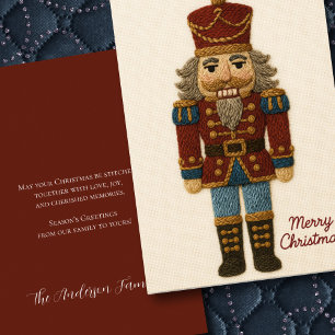 Tarjeta Festiva Embroidery Stitchwork de Navidades de desnucleador