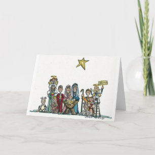 Tarjeta Festiva embroma escena de la natividad