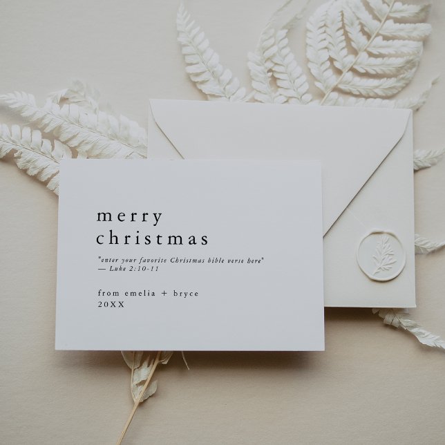 Tarjeta Festiva EMELIA Biblia Fácil Negra versus Navidades religio (EMELIA Black Easy Bible Verse Religious Christmas Holiday Card)