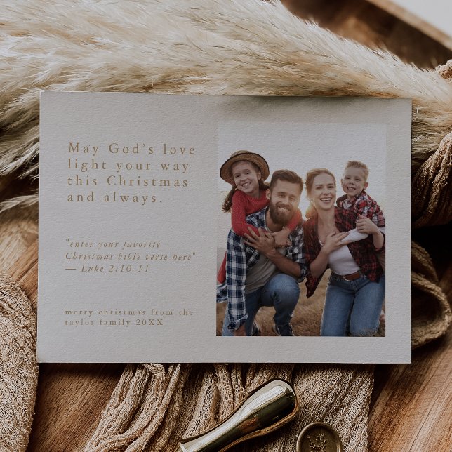 Tarjeta Festiva EMELIA Foto de oro Fácil Navidades religiosos simp (EMELIA Gold Photo Easy Simple Religious Christmas Holiday Card
)
