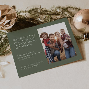 Tarjeta Festiva EMELIA Foto verde fácil Navidades religiosos simpl