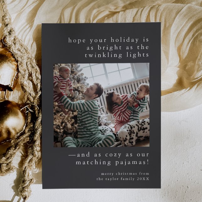Tarjeta Festiva EMELIA Gray Cute Family Photo Funny Navidades (EMELIA Gray Cute Family Photo Funny Christmas Holiday Card)