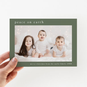 Tarjeta Festiva EMELIA Green Family Photo Peace On Earth Navidades