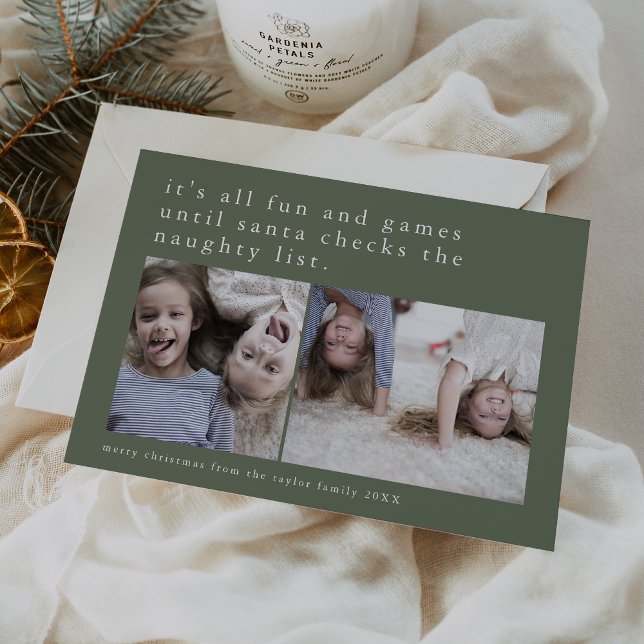Tarjeta Festiva EMELIA Green Hilarious Photo Funny Navidades (EMELIA Green Hilarious Photo Funny Christmas Holiday Card)