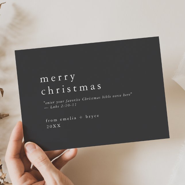 Tarjeta Festiva EMELIA Gris Fácil Biblia versus Navidades religios (EMELIA Gray Easy Bible Verse Religious Christmas Holiday Card)