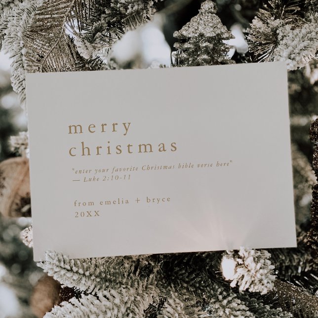 Tarjeta Festiva EMELIA Oro Fácil Biblia versus Navidades religioso (EMELIA Gold Easy Bible Verse Religious Christmas Holiday Card)
