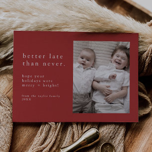 Tarjeta Festiva EMELIA Red New Years Foto Navidades graciosos tard