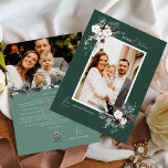 Tarjeta Festiva Emerald Greenery Vintage Christmas Two Photo<br><div class="desc">Bienvenidos a nuestro encantador diseño de tarjetas navideñas de dos fotos de Emerald Greenery Vintage Christmas, donde el encanto vintage se une a la elegancia moderna. Este diseño presenta una vegetación acuática intrincada y una caligrafía sutilmente elegante, con una tipografía sencilla, que refleja la esencia de la cozalidad tradicional y...</div>