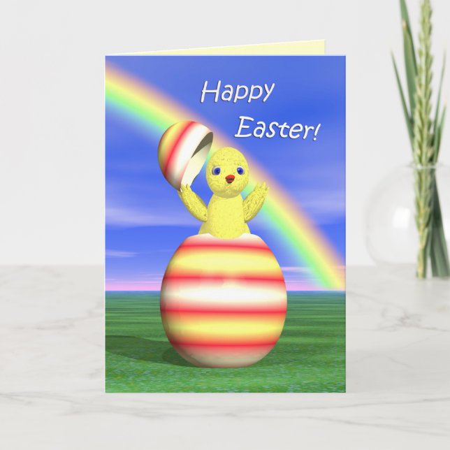Tarjeta Festiva Emergencia de pollo de huevo de Pascua (Anverso)