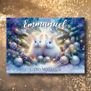 Tarjeta Festiva Emmanuel Biblia Verse Navidades Cute Conejitos de 