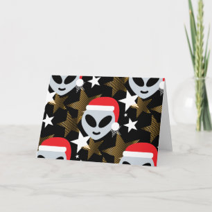Tarjeta Festiva emoji alienígena de santa
