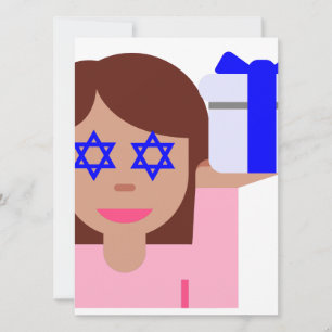 Tarjeta Festiva emoji de giro de pelo de chanukkah