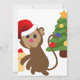 Tarjeta Festiva emoji de monos santa claus