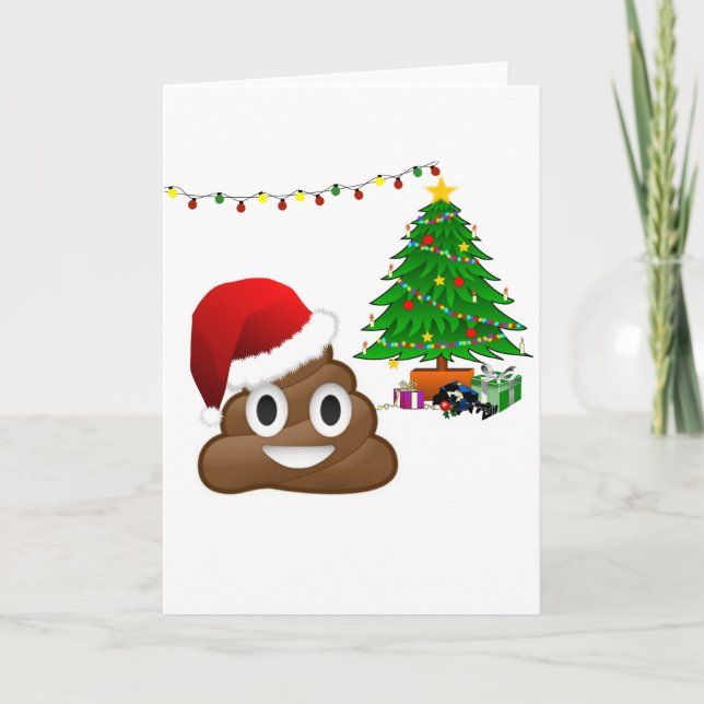 Tarjeta Festiva emoji de poo de navidades (Anverso)