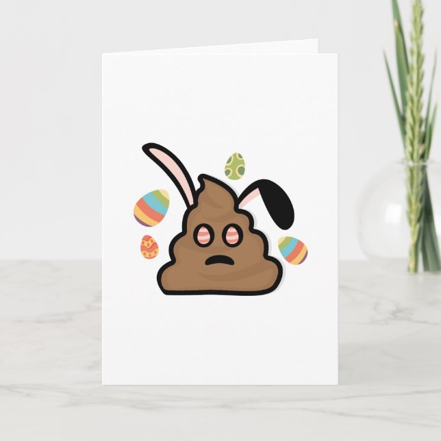 Tarjeta Festiva Emoji Poop Semana Santa Bunny Ears Funny (Anverso)