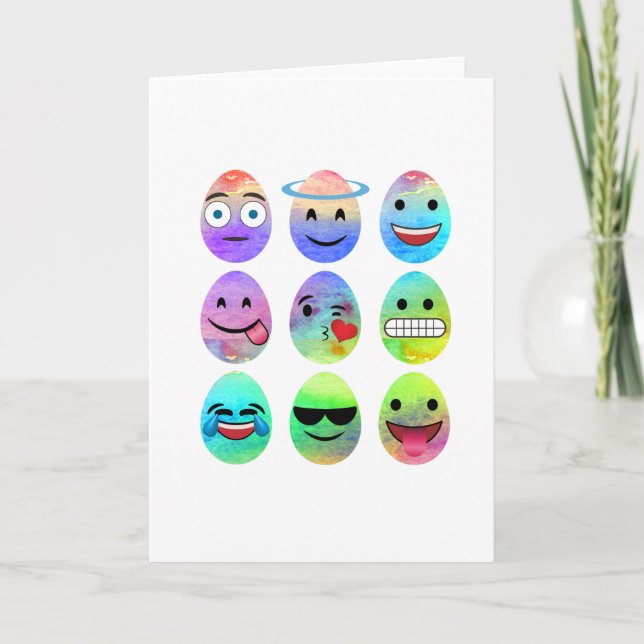 Tarjeta Festiva Emojis divertidas, huevos de Emoji de Pascua, huev (Anverso)