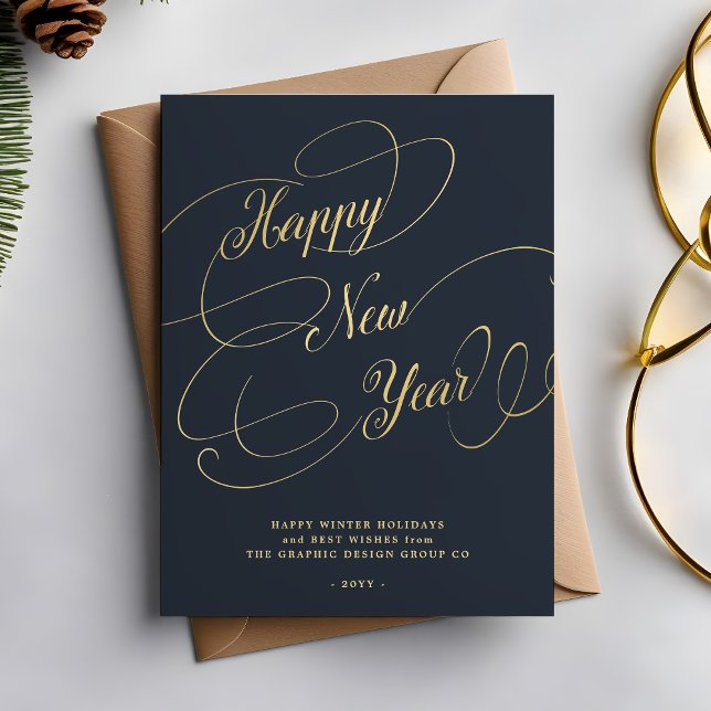 Tarjeta Festiva Empresa de guiones de oro de Año Nuevo (Subido por el creador)