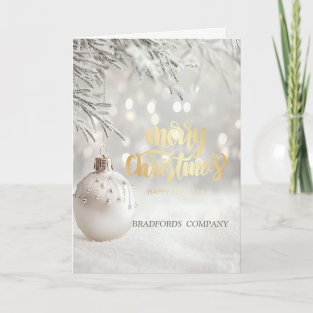 Tarjeta Festiva Empresa de Navidades de bolas para Navidades blanc (Anverso)