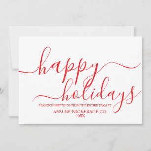 Tarjeta Festiva Empresa de negocios Red Happy Holidays minimalista