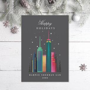 Tarjeta Festiva Empresa de Office City Skyline