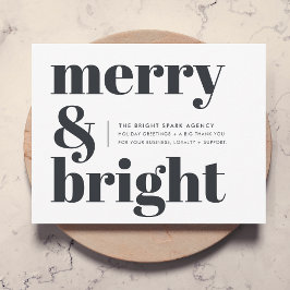 Tarjeta Festiva Empresas navidades | Merry y Bright Black & White