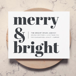 Tarjeta Festiva Empresas navidades Merry y Bright Black & White