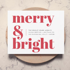 Tarjeta Festiva Empresas Navidades Merry y Bright Red Corporate