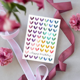 Tarjeta Festiva En blanco de los corazones el | de la acuarela del