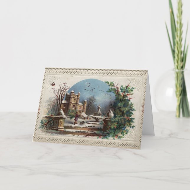 Tarjeta Festiva En diciembre de 1872: El jardinero recoge acebo (Anverso)