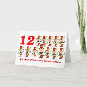 Tarjeta Festiva En el duodécimo día de Navidades doce tambores