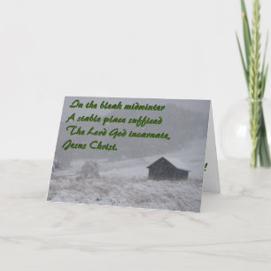 Tarjeta Festiva En el pleno invierno triste, un establo